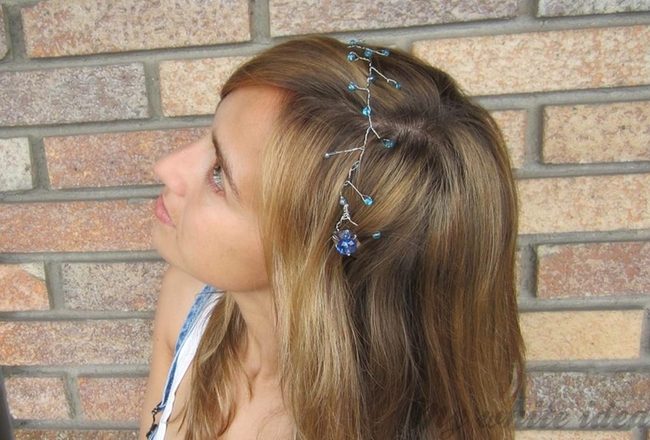 Blue Bead Hair Cascade