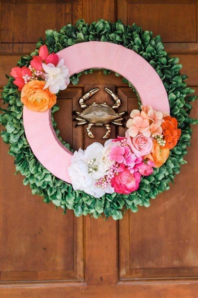 Layered Florals With Boxwood Backdrop
