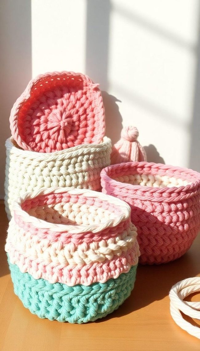 Handmade Cotton Crochet Baskets