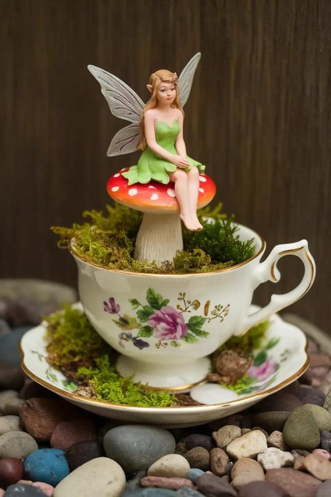 Miniature Succulents In Vintage Teacup