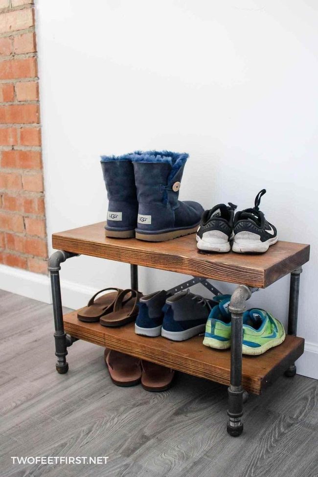Weathered Wood Pipe Shelving