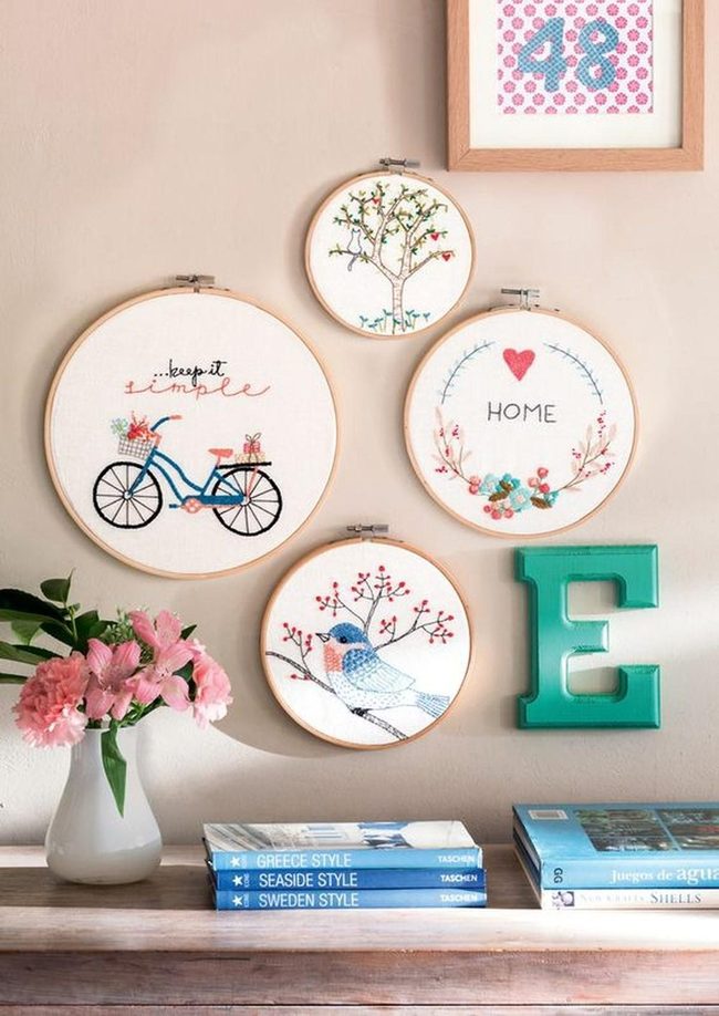 Teal Letter Pink Embroidery Walls