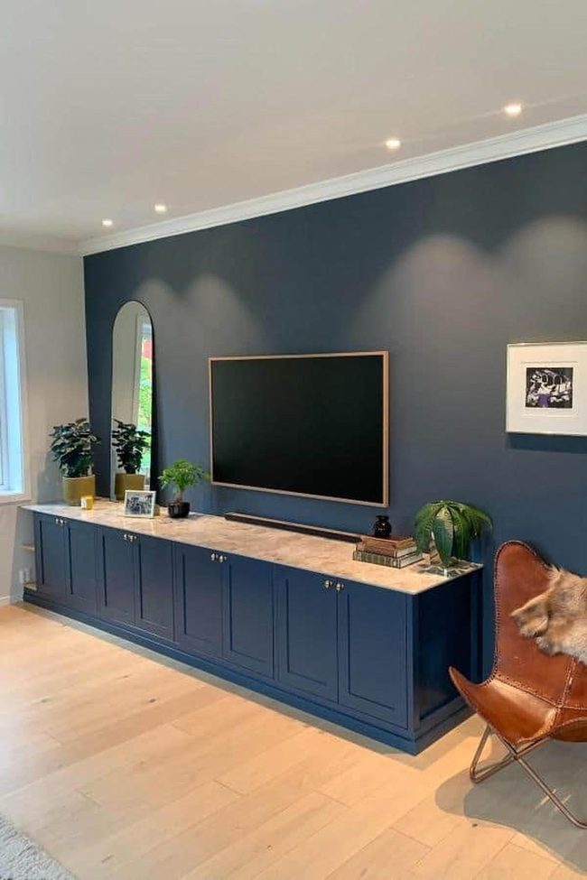 Midnight Blue Cabinet With Marble Top