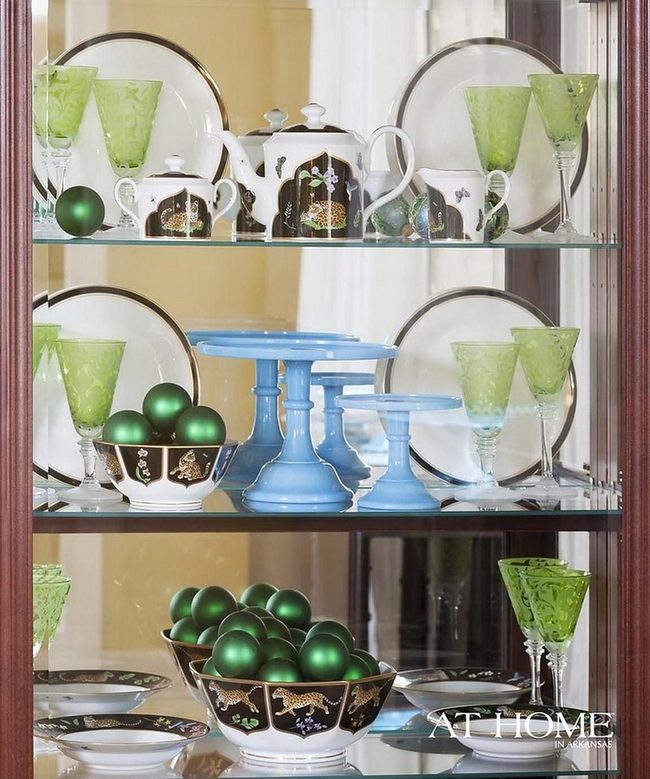 Gleaming Gold-Rimmed Dishware Display