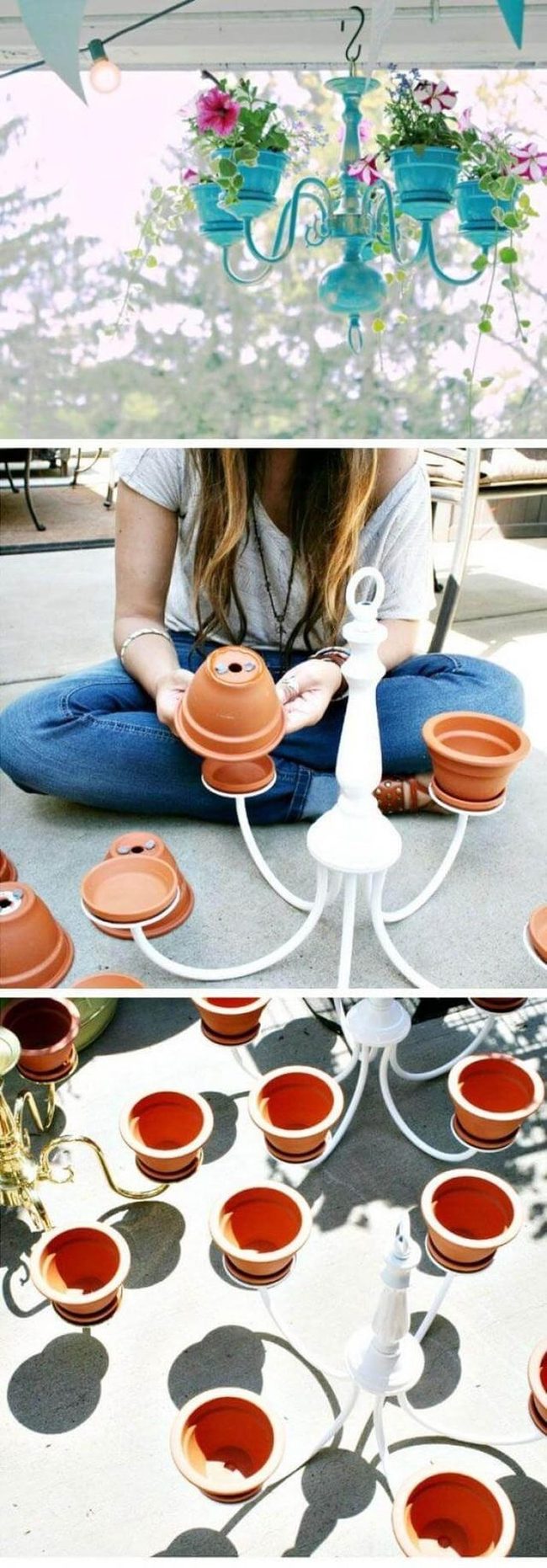Upcycled Chandelier Garden Planter