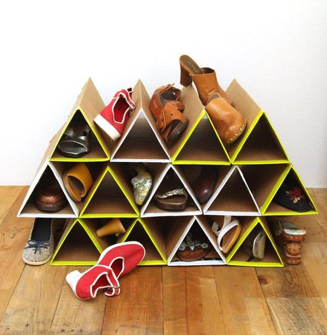 Geometric Duct Tape Shoe Organizer