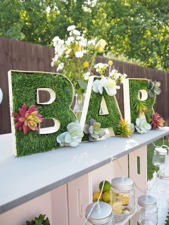 Wooden Letters With Green Succulents
