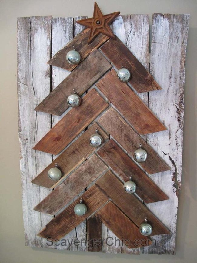 Weathered Wood Silver Ornaments