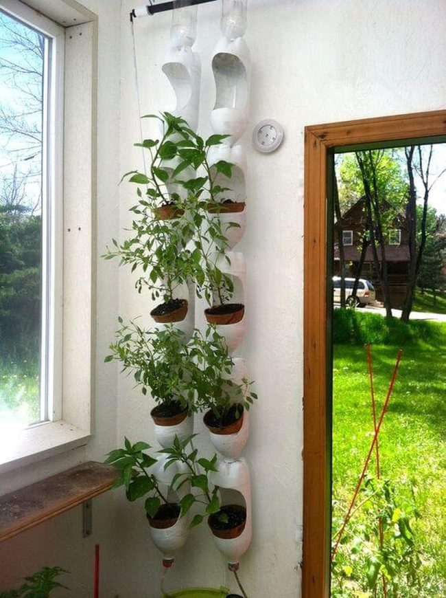 White Stackable Bottle Planters