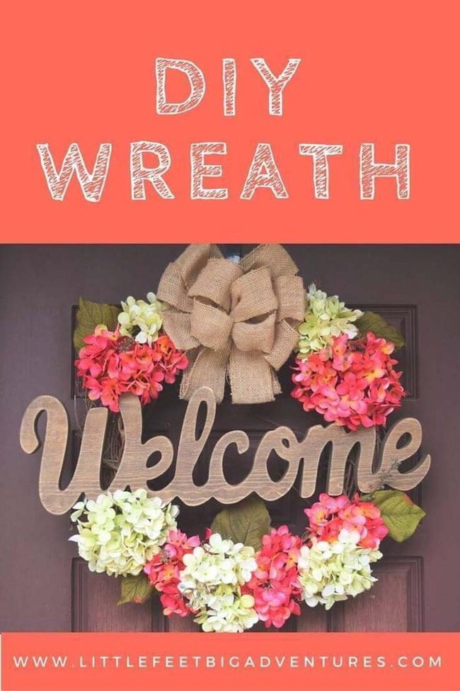 Hydrangea Blooms Burlap Wreath