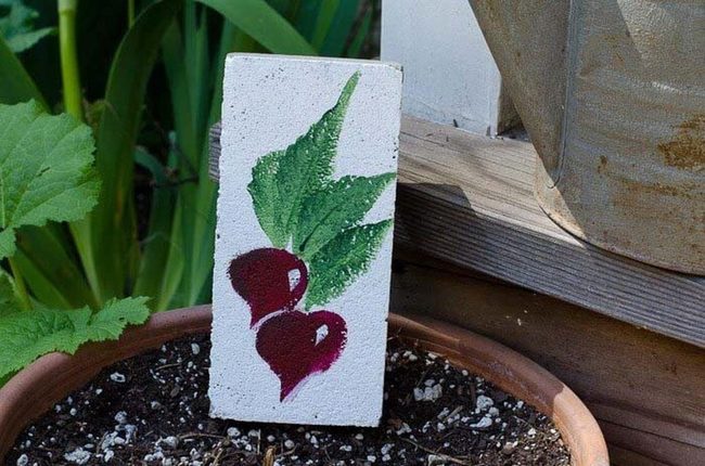 Hand-Painted Brick Garden Labels