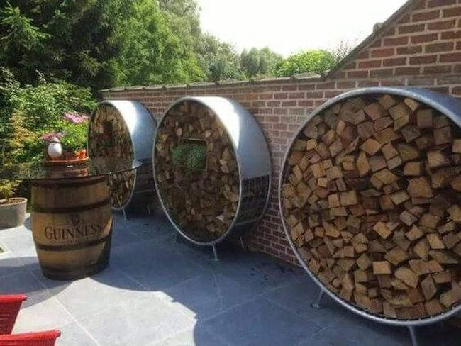 Barrel Firewood Rack Metal