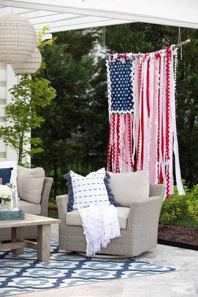 Red White Blue Flowing Ribbons