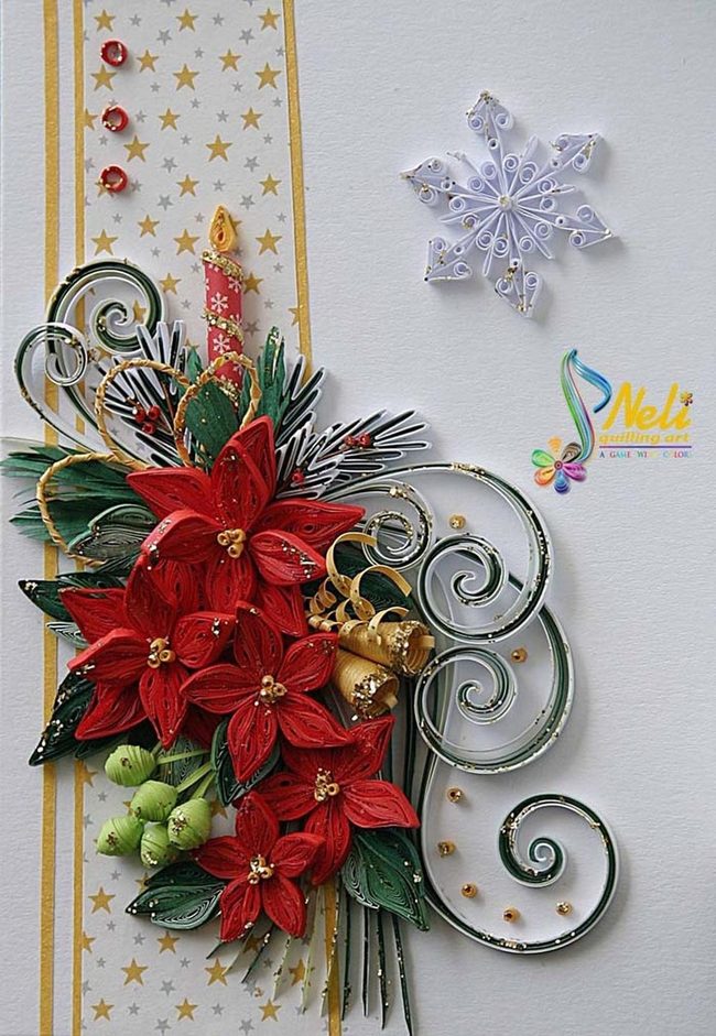 Crimson Florals With Golden Spirals