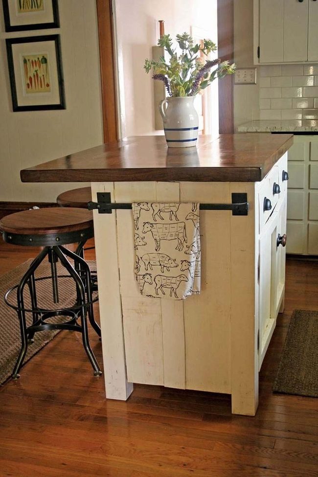 Weathered Wood Kitchen Island