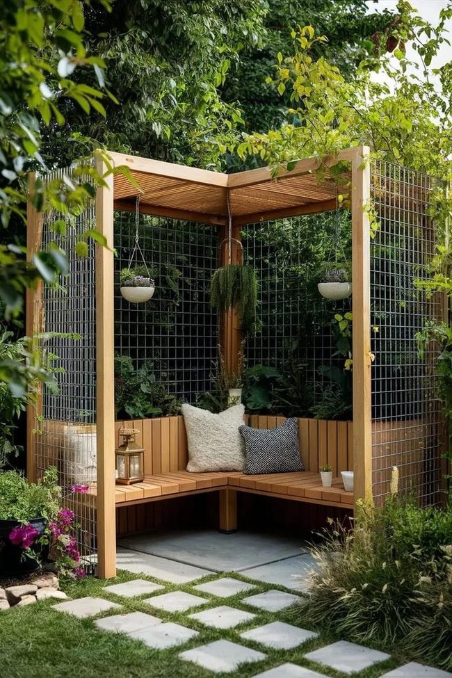 Teak And Wire Corner Frames