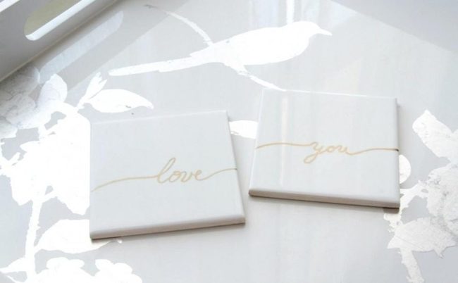 Gold Script Love Tiles