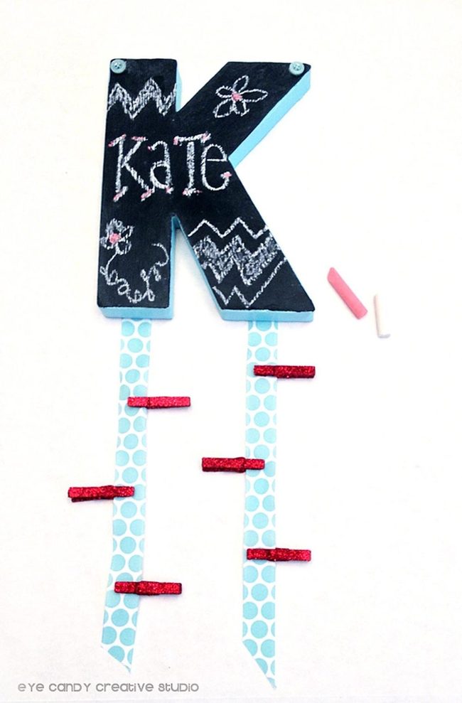 Black Chalkboard K With Colorful Ribbons