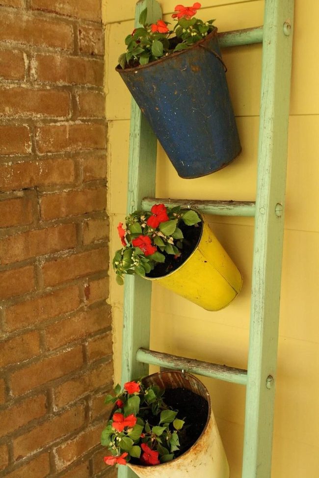Weathered Ladder Flower Tower