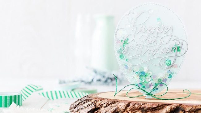 Sequin-Filled Clear Birthday Balloon