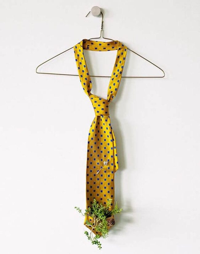 Yellow Blue Patterned Tie Planter