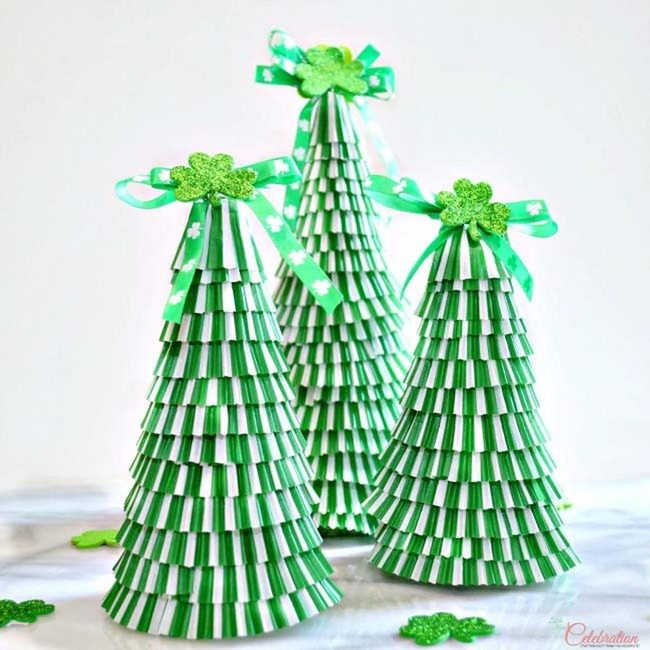Green Cupcake Liner Shamrock Trees