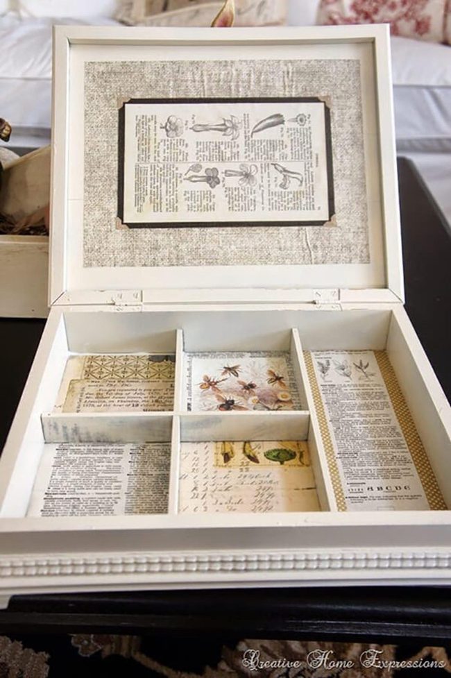 Wooden Box Animal Print Organizer