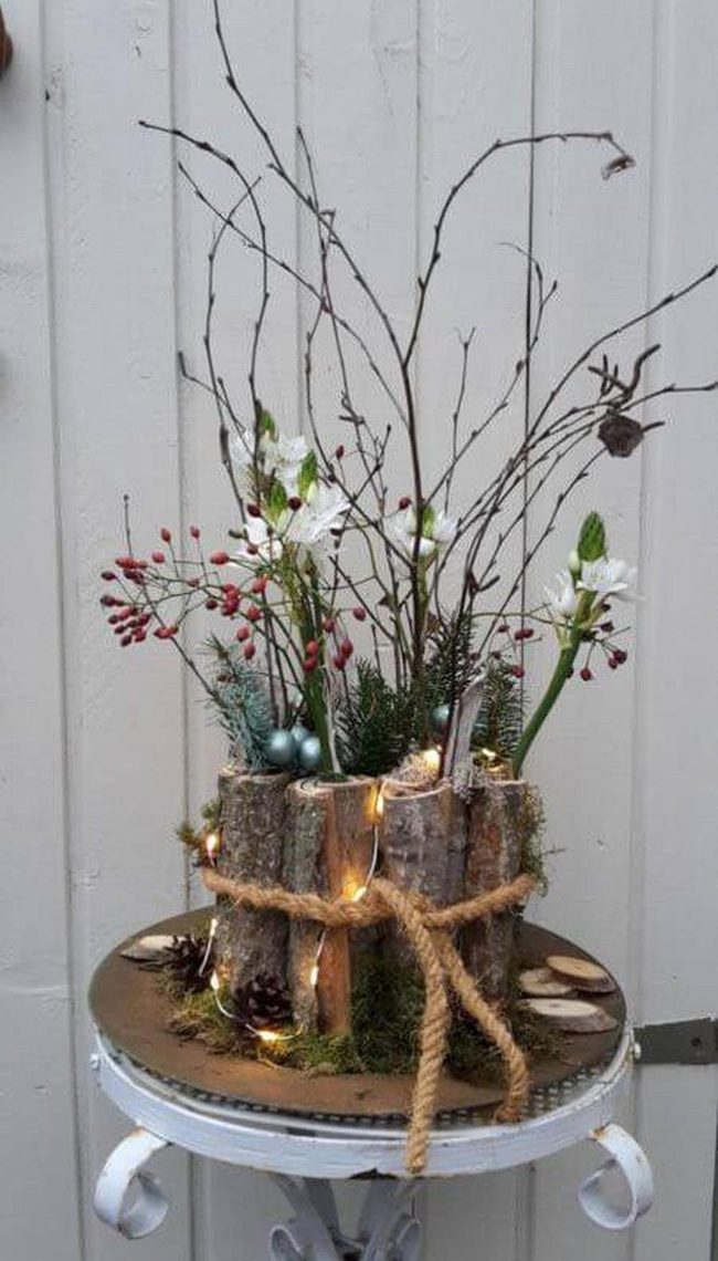 Stacked Wood Natural Centerpiece