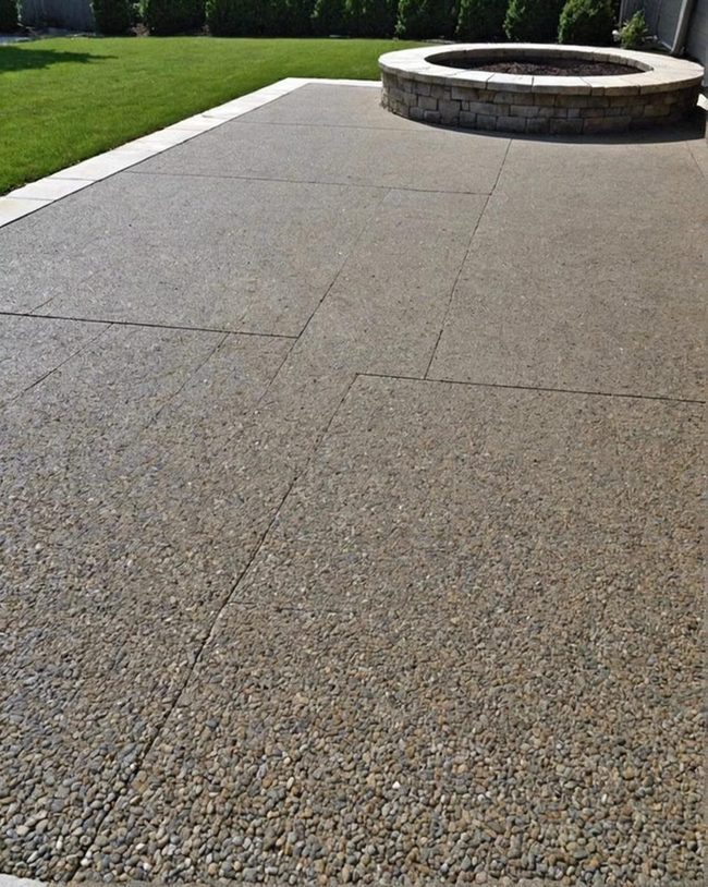 Exposed Stone Concrete Patio