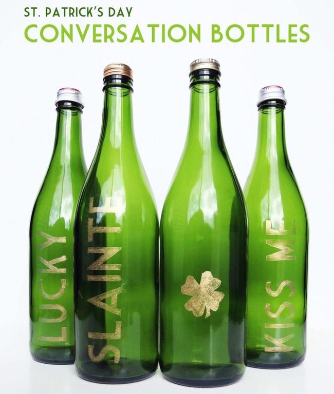 Green Glass St Patrick'S Bottles