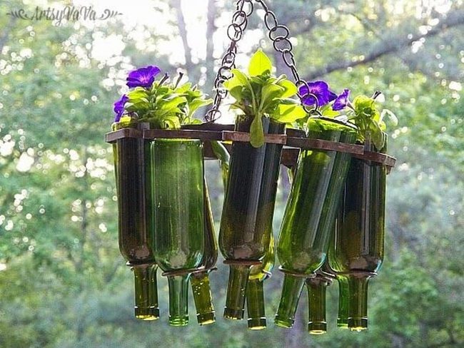 Ten Bottle Metal Chandelier