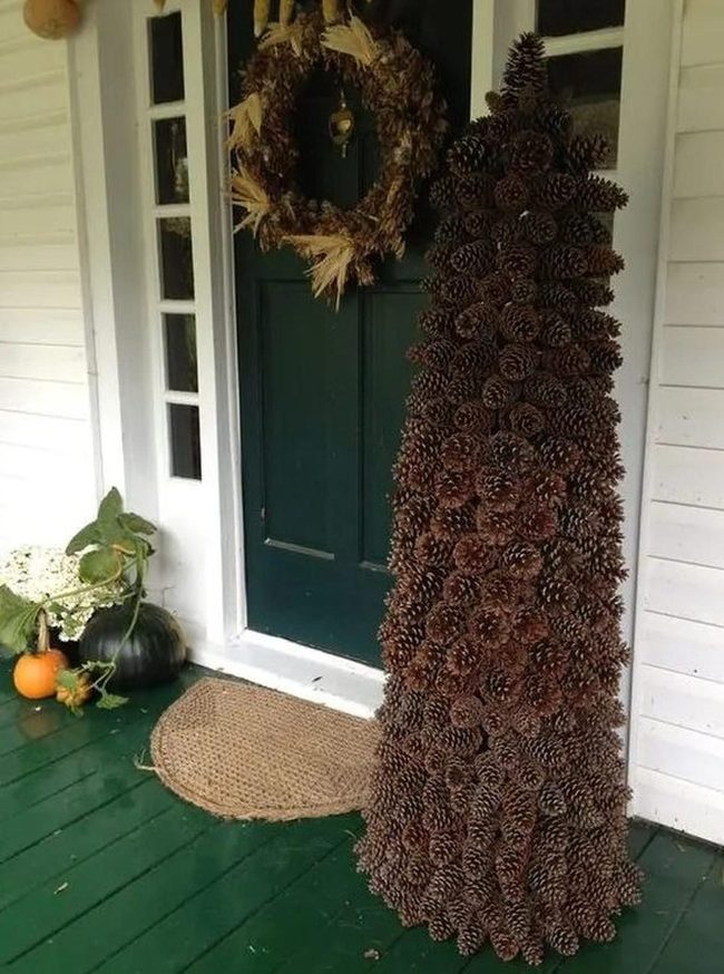 Pinecone Porch With Dark Green Doors