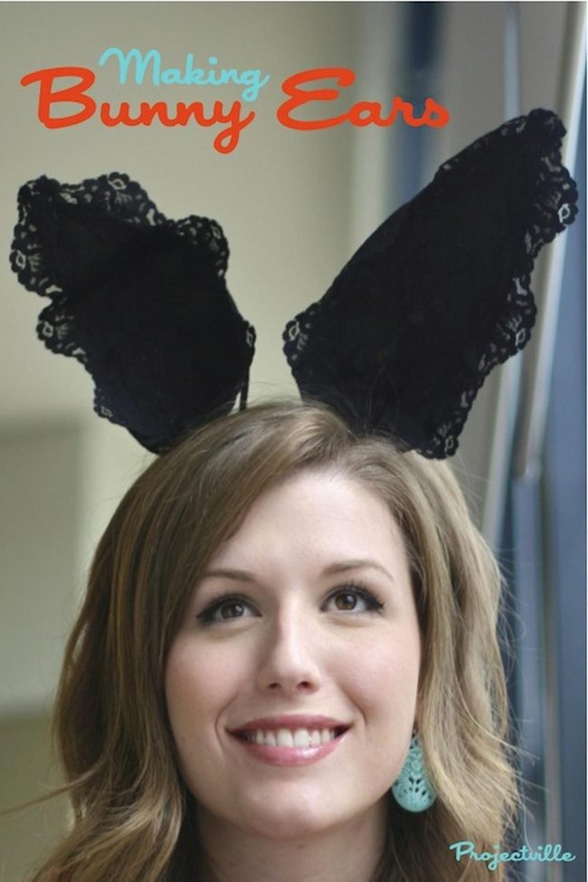Black Lace Bunny Ears Statement