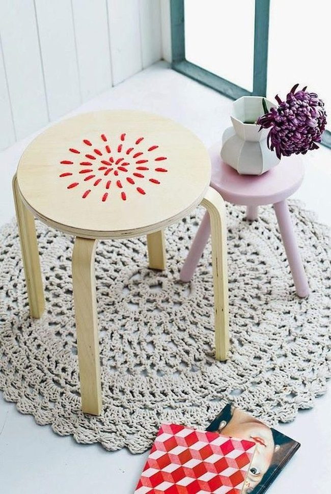 Knitted Rug Reading Corner