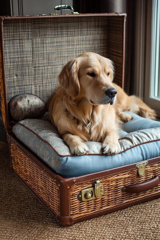 Vintage Suitcase Pet Bed