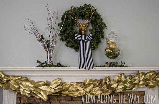 Gold Deer Wreath Statement