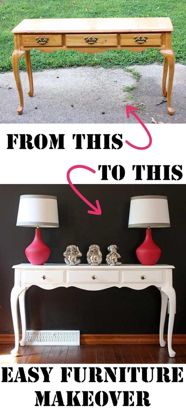 White Painted Wood Console