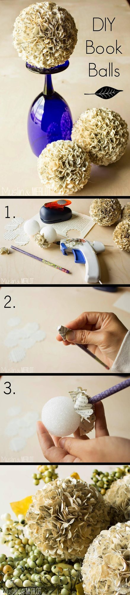Upcycled Book Page Spheres