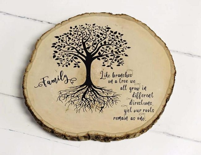 Wooden Tree Slice Family Roots