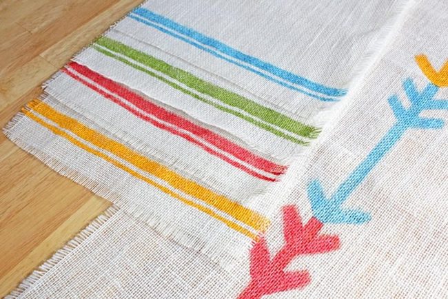 Striped Rainbow Fiber Rug