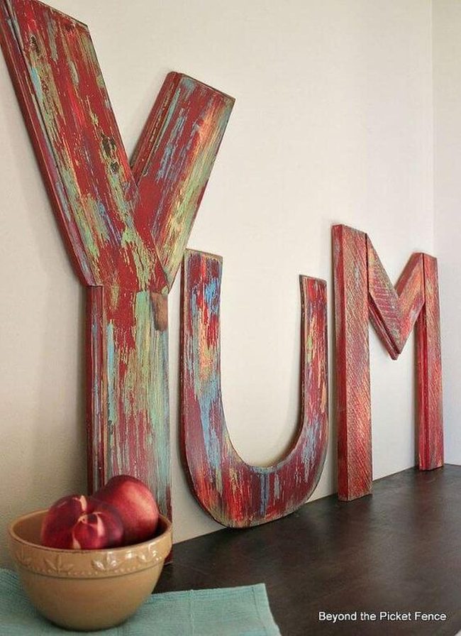 Weathered Wood Yum Letters