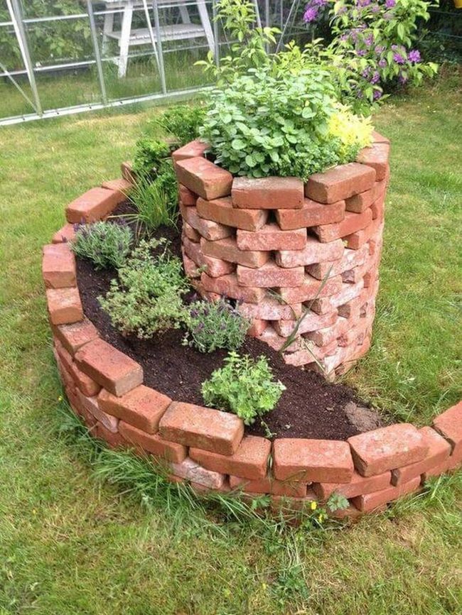 Reclaimed Brick Spiral Herb Garden