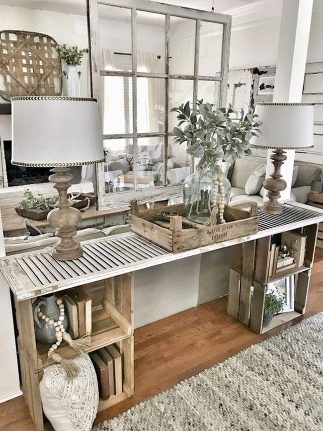 Weathered Wood Long Table Mirror