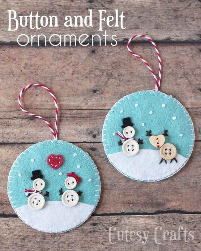 Handmade Felt Button Ornaments
