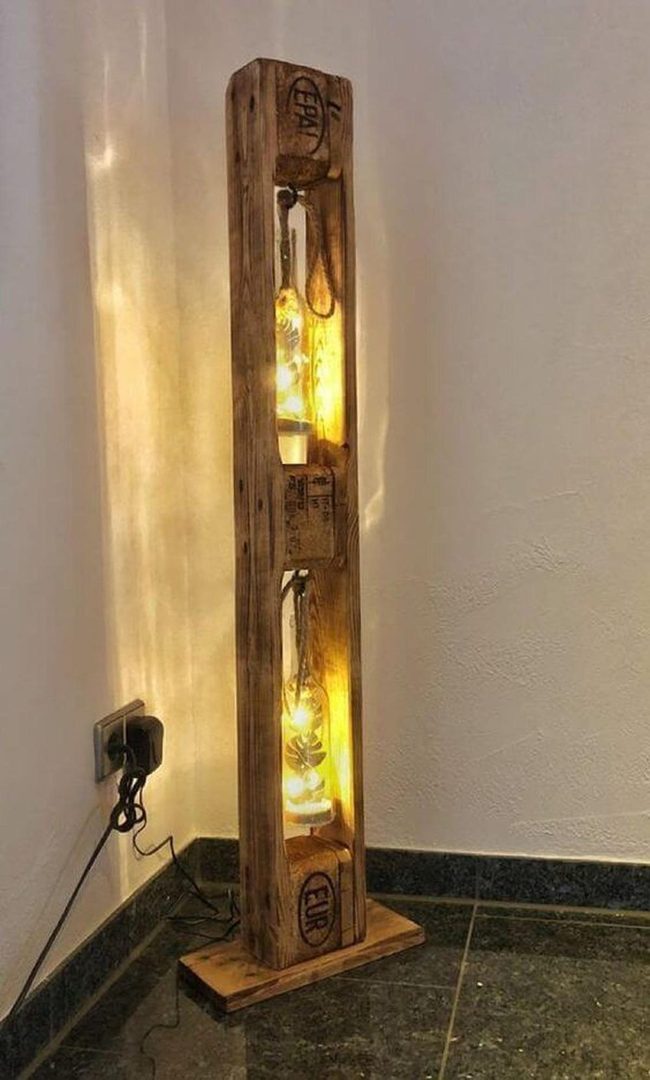 Wood And Glass Bottle Lighting