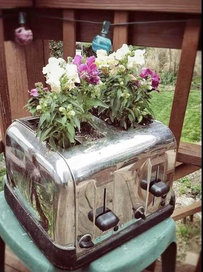 Vintage Toaster Flower Planter