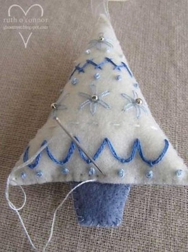 White Felt Tree, Silver Beads