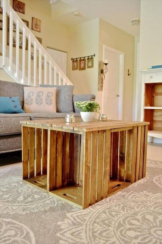 Natural Wood Crate Storage