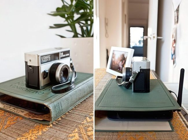 Vintage Camera On Green Book