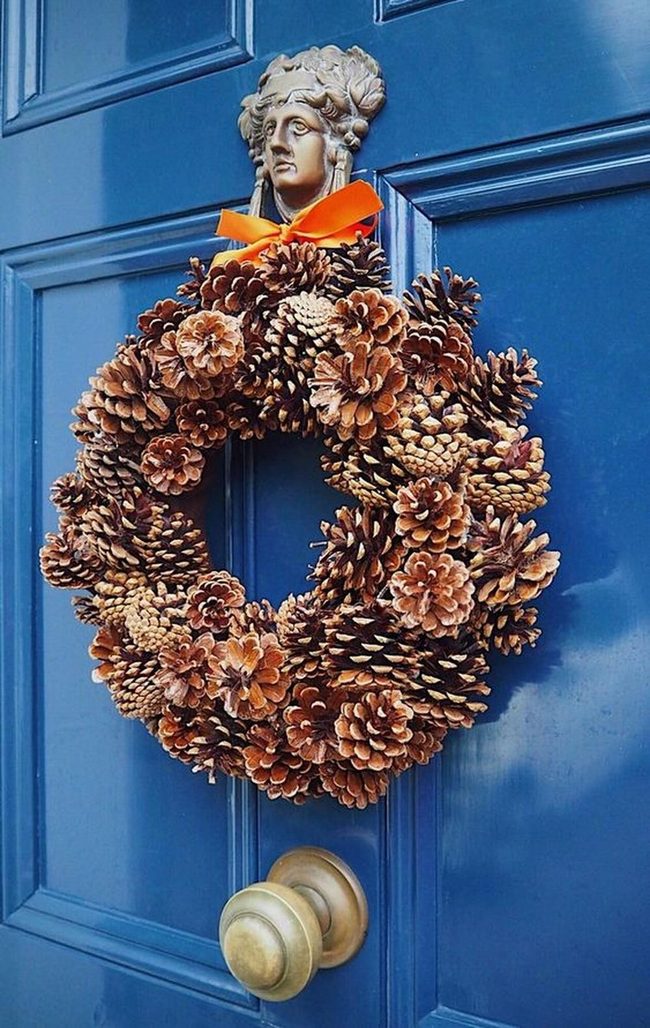 Pinecone Wreath, Blue Door